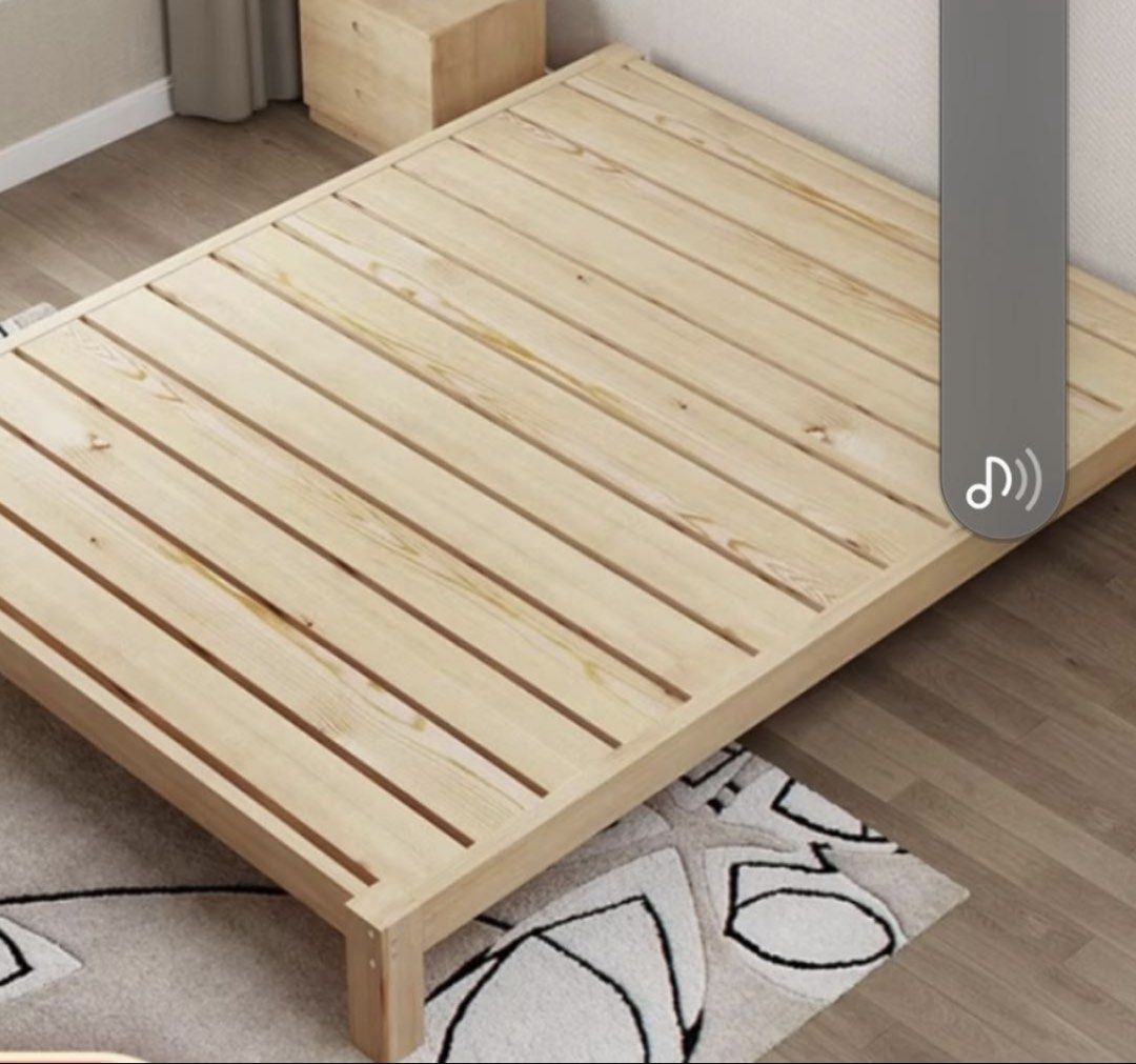 Bed Frame Single (Category: Bed Frames & Mattresses) located in Singapore. Submitted by jrm (Listing ID 1428076818, Image 2). Description: 1x Brand New. No Headboard. Mattress not included. Picture is the actual frame itself. Need to assemble (manual).