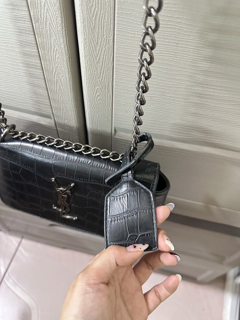 YSL Croc-Embossed Shoulder Bag in Black (Category: Luxury Bags & Wallets) located in Lipa City. Submitted by 2013124841 (Listing ID 1428040354, Image 3). Description: Preloved YSL Croc-Embossed Shoulder / Body Bag - given to me, don’t know if it’s authentic - measurement shown in photos - swipe photos to see actual condition rfs: declutterring → mod: J&T (sf c/o buyer) also accepting LBC COP but SF must be paid upfront mop: gcash 📍Lipa / Makati 