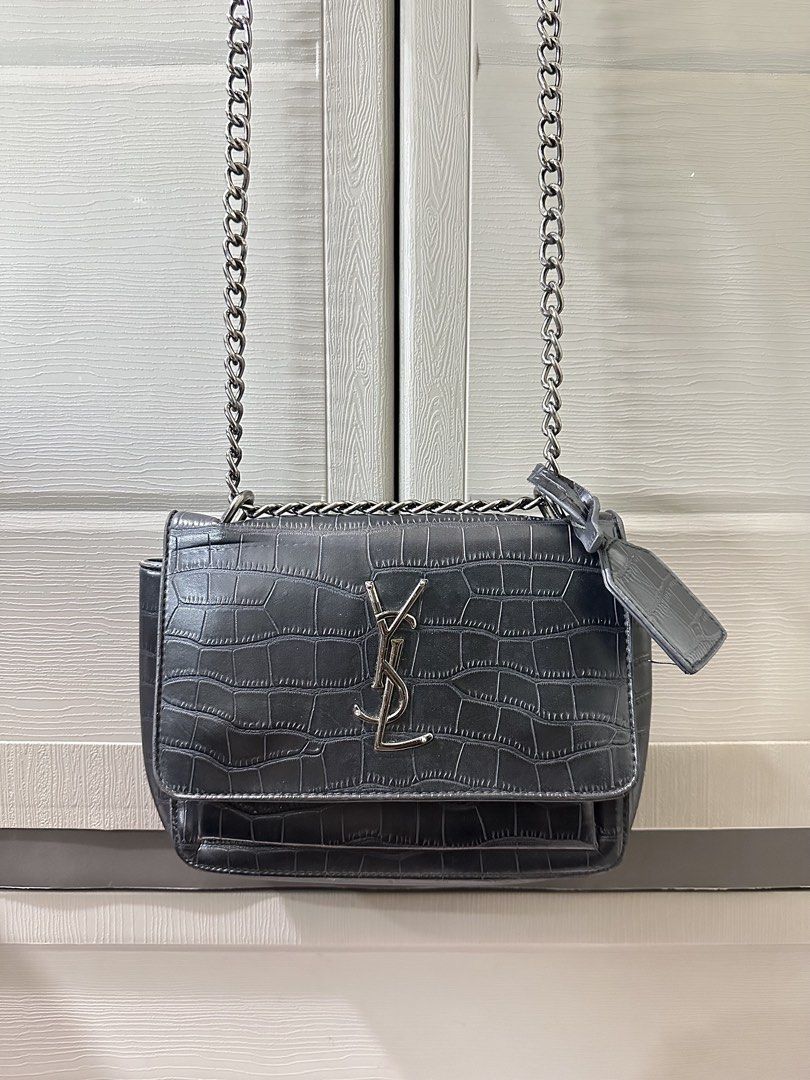YSL Croc-Embossed Shoulder Bag in Black (Category: Luxury Bags & Wallets) located in Lipa City. Submitted by 2013124841 (Listing ID 1428040354, Image 1). Description: Preloved YSL Croc-Embossed Shoulder / Body Bag - given to me, don’t know if it’s authentic - measurement shown in photos - swipe photos to see actual condition rfs: declutterring → mod: J&T (sf c/o buyer) also accepting LBC COP but SF must be paid upfront mop: gcash 📍Lipa / Makati 