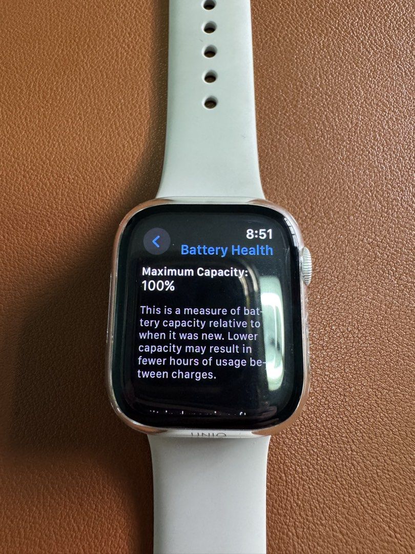 Apple Watch Series 9 41mm (Category: Wearables & Smart Watches) located in Manila. Submitted by rnc.shop (Listing ID 1428180191, Image 3). Description: Apple Watch Series 9 GPS 41mm Starlight Aluminum Case — Lady Owned, Excellent Condition 📦 Complete with box + 2 straps (no charger included) Starlight Sport Band & S/M & Pink Nike Sport Loop 🔋 100% battery health ✨ No scratches, no issues (bought April 2024) ✅ Original and authentic .