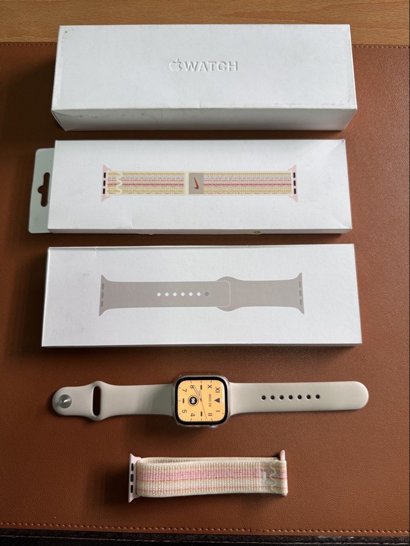 Apple Watch Series 9 41mm (Category: Wearables & Smart Watches) located in Manila. Submitted by rnc.shop (Listing ID 1428180191, Image 1). Description: Apple Watch Series 9 GPS 41mm Starlight Aluminum Case — Lady Owned, Excellent Condition 📦 Complete with box + 2 straps (no charger included) Starlight Sport Band & S/M & Pink Nike Sport Loop 🔋 100% battery health ✨ No scratches, no issues (bought April 2024) ✅ Original and authentic .
