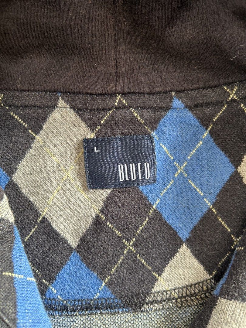 Argyle Patterned Jacket - Size M (Category: Hoodies) located in Manila. Submitted by morax14 (Listing ID 1428175529, Image 2). Description: Length: 25in Width: 21in Size: S-M Brand: Blued Argyle Hoodie/Jacket .