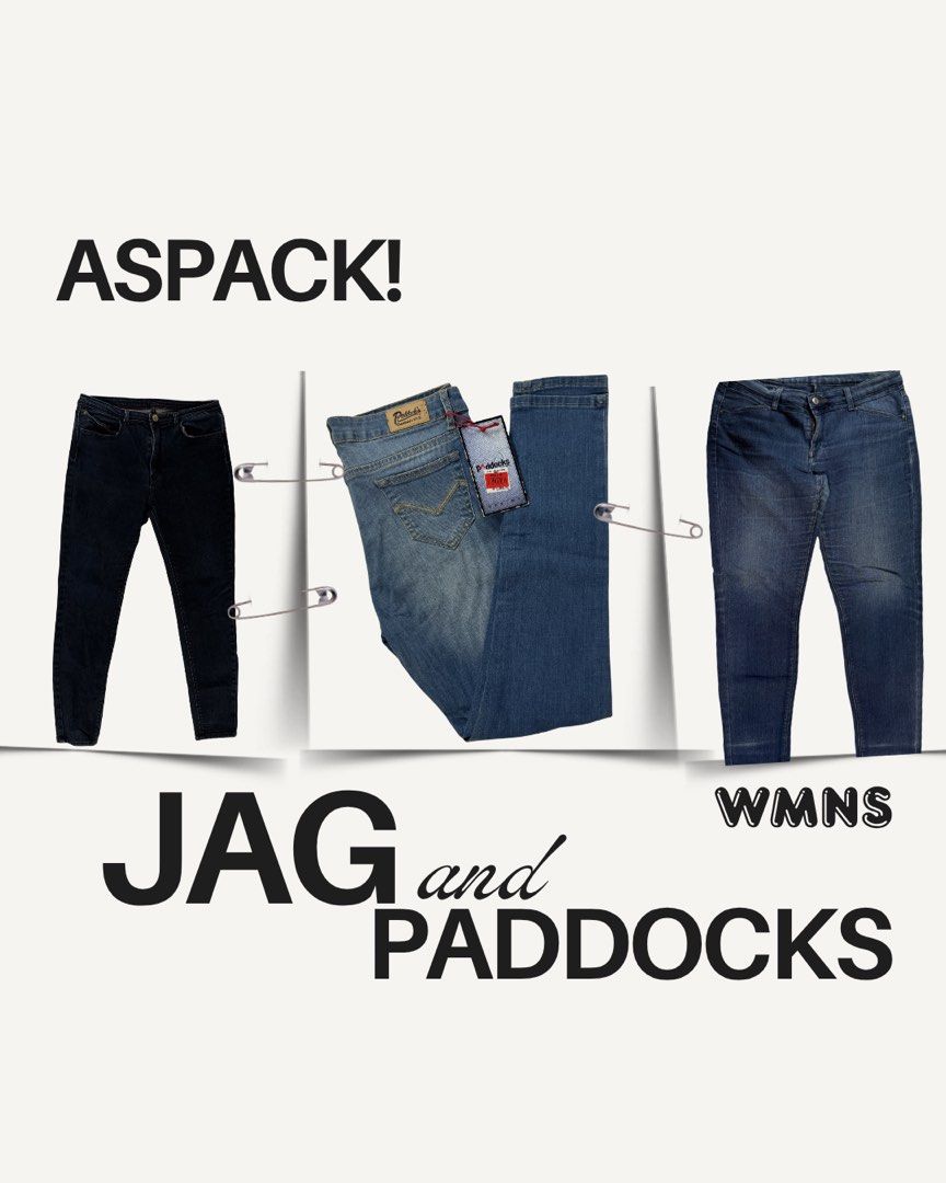 ASPACK | 2pcs JAG & 2pcs PADDOCKS wmns (Category: Jeans) located in Navotas City. Submitted by msgwnmxn (Listing ID 1428200409, Image 1). Description: Sale as package only, not per piece. — 4pcs wmns jeans — first owner, not ukay — fix price!! rfs: dami super pants, tambak lang 😅.