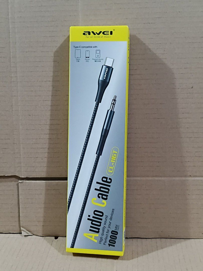 Awei Type-C to Aux 3.5mm Audio Cable (Category: Other Audio Equipment) located in Manila. Submitted by mxrx_ (Listing ID 1428182715, Image 1). Description: .