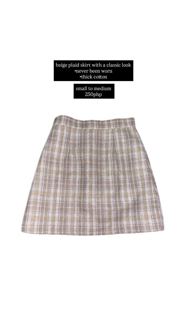 Beige Plaid Skirt - Classic Look (Category: Skirts) located in Manila. Submitted by isha0629 (Listing ID 1428125909, Image 1). Description: small to medium .
