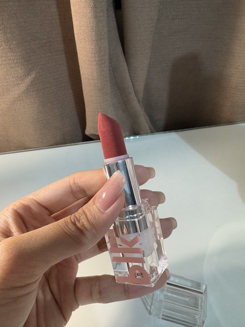 BLK Pillow Matte Lipstick shade Jelly (Category: Makeup) located in Santo Tomas. Submitted by heyallysa (Listing ID 1428224484, Image 3). Description: used twice Like new (disinfented using Kurin water and UV light).