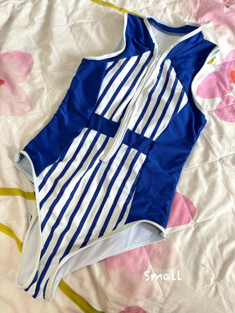 Blue and White Striped Swimsuit - Small (Category: Bikinis & Swimsuits) located in Pasig City. Submitted by prelovedproject101 (Listing ID 1428155086, Image 1). Description: Padded Used once.