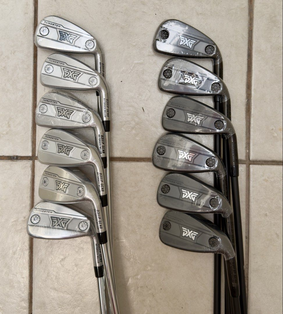 Bnew PXG Gen 8 Irons set (Category: Golf) located in Del Monte. Submitted by richard.o.yu (Listing ID 1428140371, Image 1). Description: Bnew PXG Gen8 Irons 5-PW (6pcs.) 🐦‍⬛ Chrome P in KBS $ Taper Lite S shaft - ₱79,999 neg. 🐦‍⬛ Black XP in MMT 70R shaft - ₱82,999 neg. Pls follow our FB page & IG: Birdie Clubs. Thank you! 🙏🏻 .