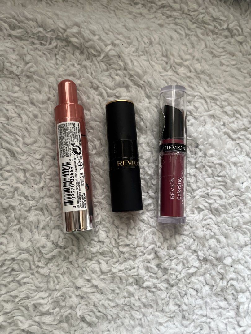 Clearance Sale - Revlon (Category: Makeup) located in Quezon City. Submitted by chryxanthemum (Listing ID 1428151727, Image 1). Description: 1) Revlon Super Lustrous Lipstick @ Php 250 each Shades: - # 001 If I want to - # 005 Heartbreaker - # 026 Getting Serious 2) Revlon Color Stay @Php 270 - # 047 Wardrobe 3) Revlon Kiss Glow Lip Oil @Php 280 - # 009 Bouncy Beige - Shipping fee: Buyer’s expense - Buyers to book courier services.