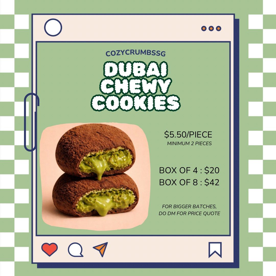 Dubai Chewy Cookies, Food & Drinks, Homemade Bakes on Carousell