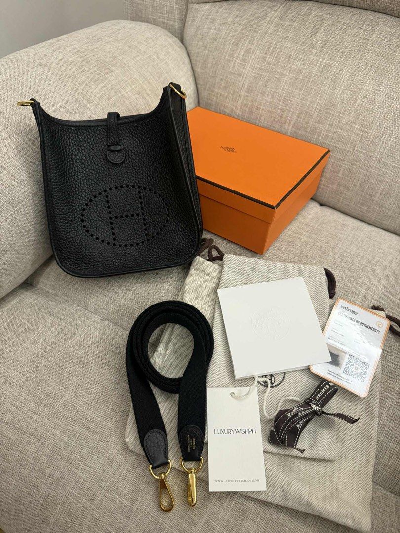 Hermes Evelyne TPM Black (Category: Luxury Bags & Wallets) located in Quezon City. Submitted by MGRAA (Listing ID 1428241062, Image 1). Description: With box, dustbag, ribbon, entrupy.