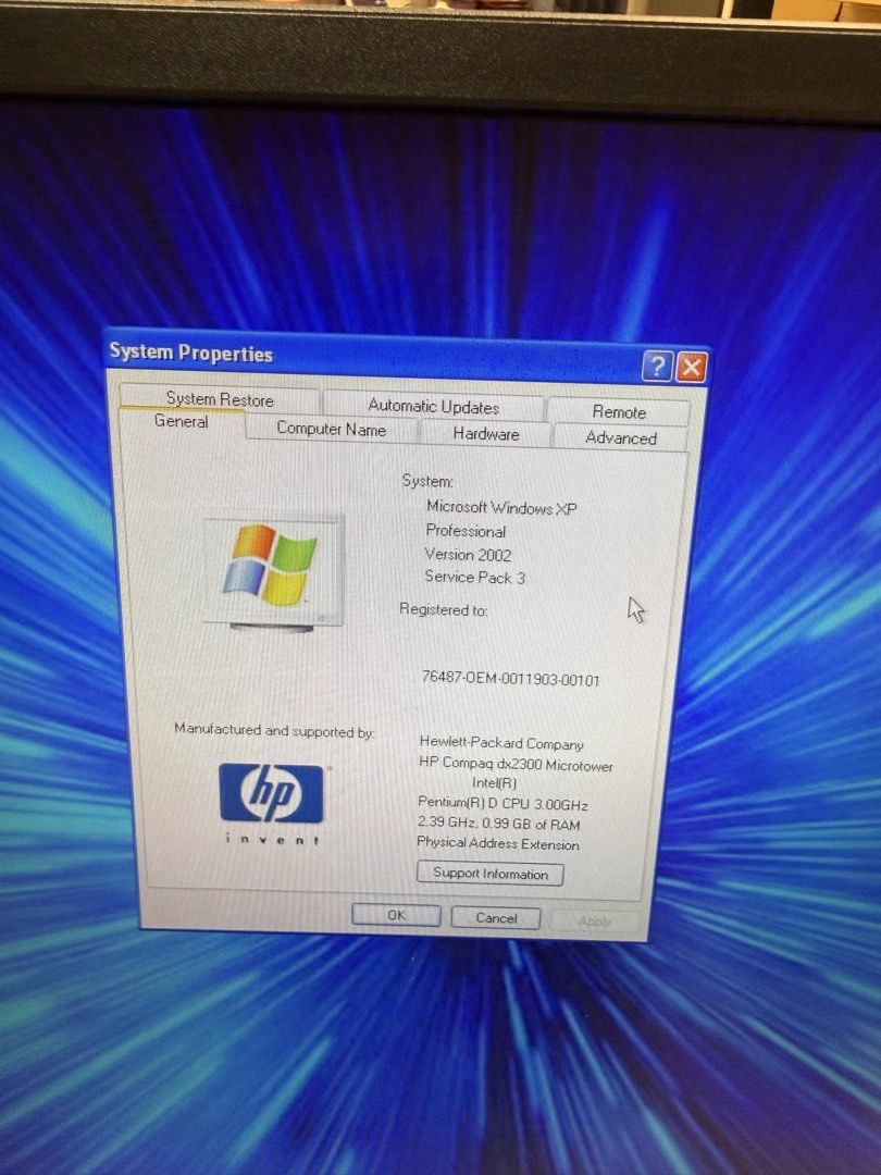 HP Compaq dx2300 Microtower Desktop PC413265275525550085