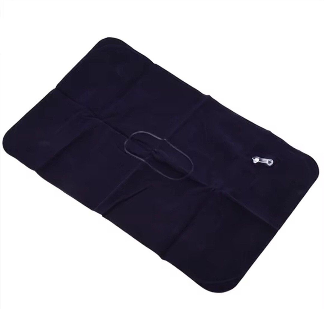 Inflatable Travel Pillow 34 x 22cm (Category: Travel Essentials & Accessories) located in Quezon City. Submitted by ana-chan (Listing ID 1428156649, Image 2). Description: Inflatable travel pillow is perfect for long trips. It's compact and easy to inflate and deflate. The pillow is dark blue and has a comfortable, soft surface. It comes in its original packaging..