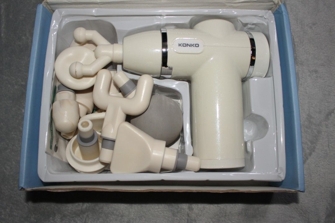 Konko Fascial Gun Massage Device (Category: Massage Devices) located in Tarlac. Submitted by trishatrish3 (Listing ID 1428104089, Image 2). Description: Konko Fascial Gun to relax and decompress Comes with multiple massage heads for different areas and needs.