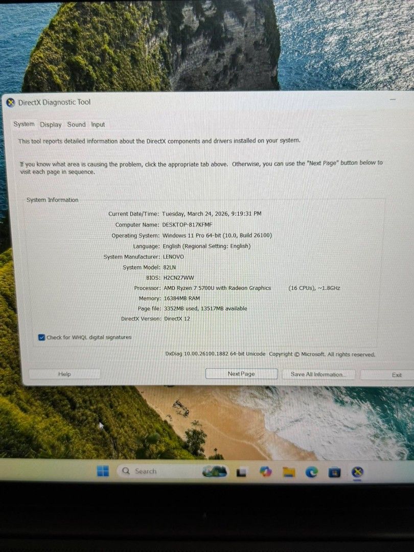 Lenovo air 15ALC (Category: Laptops & Notebooks) located in Manila. Submitted by happyearth.953a15 (Listing ID 1428252684, Image 3). Description: Lenovo air 15ALC Ryzen 7 5700U AMD Radeon graphics 16g ram 512gb nvme Windows 11 pro OS Unit with charger No issue ✅ Makinis pa ✅ Unit with type C charger 💸💸 21,000 Location: San Andres bukid manila Pick up or meet up.
