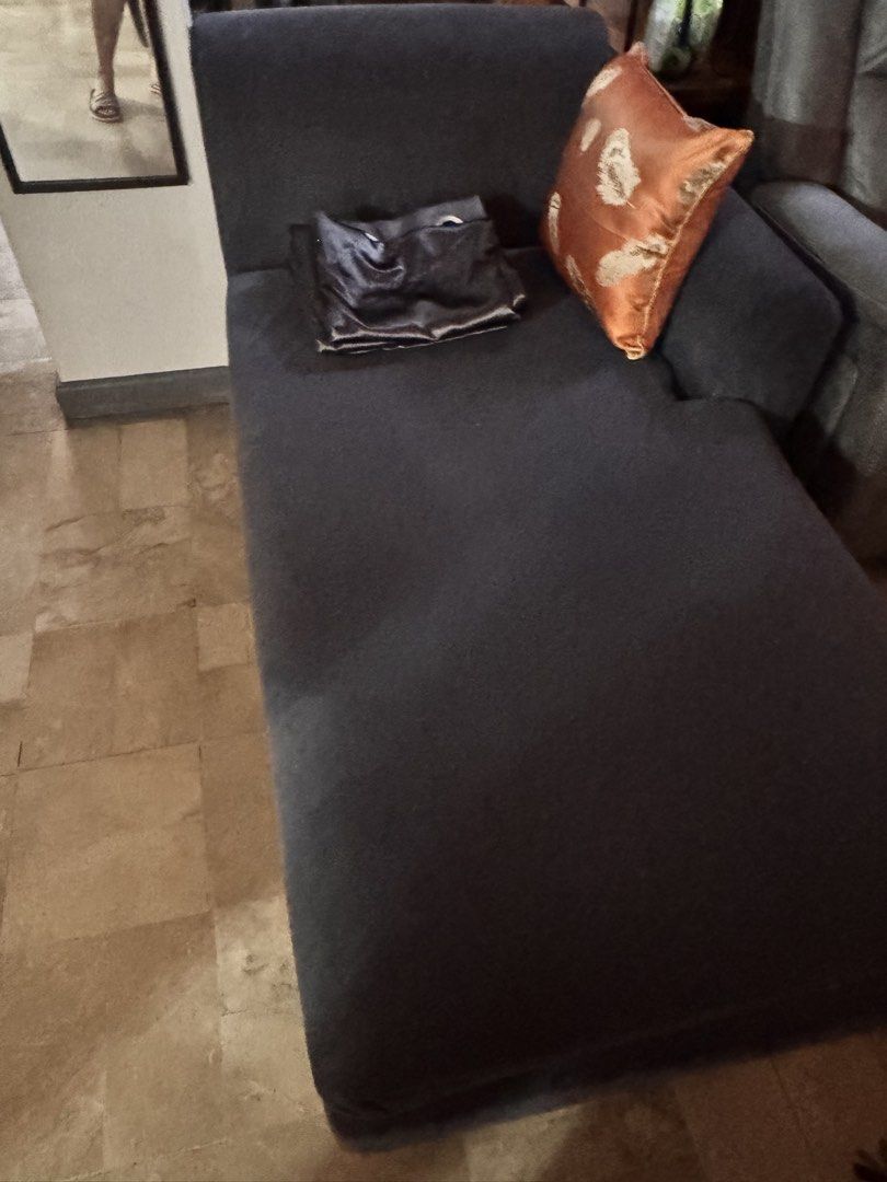 L-shaped Sofa with Chaise Lounge (Category: Sofas) located in Taguig. Submitted by princesssantoss (Listing ID 1428125746, Image 3). Description: L type sofa bought for 56k all homes Parang bago pa.