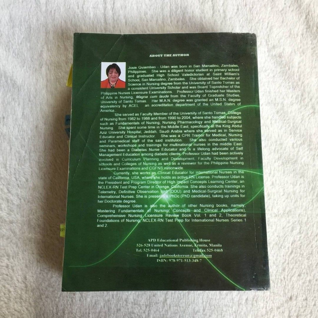 Medical-Surgical Nursing 3rd Edition (Category: Textbooks) located in Tarlac. Submitted by trishatrish3 (Listing ID 1428107420, Image 2). Description: Medical-Surgical Nursing: Concepts and Clinical Applications, Third Edition Comprehensive resource for nursing students and professionals Covers a wide range of medical and surgical topics. Book written by Udan Best book when studying medsurg.
