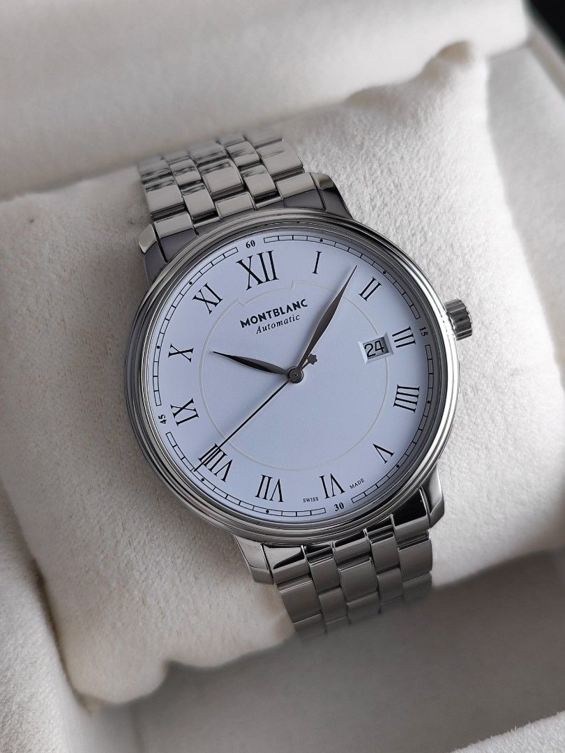 Mont Blanc Tradition Date 40mm (Category: Men's Watches) located in San Juan City. Submitted by MW_888 (Listing ID 1428171461, Image 3). Description: Mont Blanc Tradition Date 40mm Ref 7334 Circa 2020 Automatic 9/10 condition Inclusions: watch, original bracelet fit to approx 7.5" wrist, Mont Blanc orig box and watch case *photo reference on 6.5" wrist *srp is 150k+ 73k.
