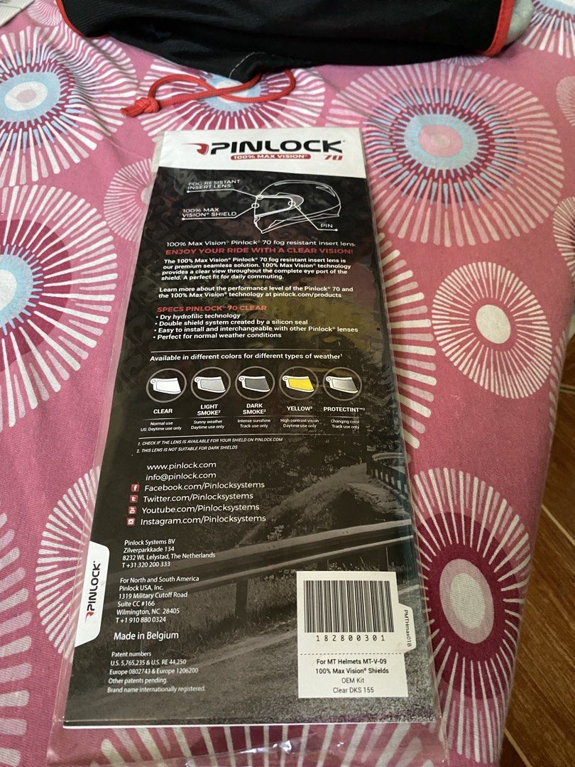 MT HELMET Pinlock Fog Resistant Lens (Category: Helmets and other Riding Gears) located in Manila. Submitted by s0lemat3s (Listing ID 1428175750, Image 2). Description: 100% Original Helmet size Large The MT Helmets Pinlock 70 (DKS155) is the premium, official anti-fog insert designed for the MT KRE, KRE SV, and KRE Snake Carbon helmet visors. It creates a sealed, dual-pane system that guarantees crystal-clear vision by preventing condensation, m