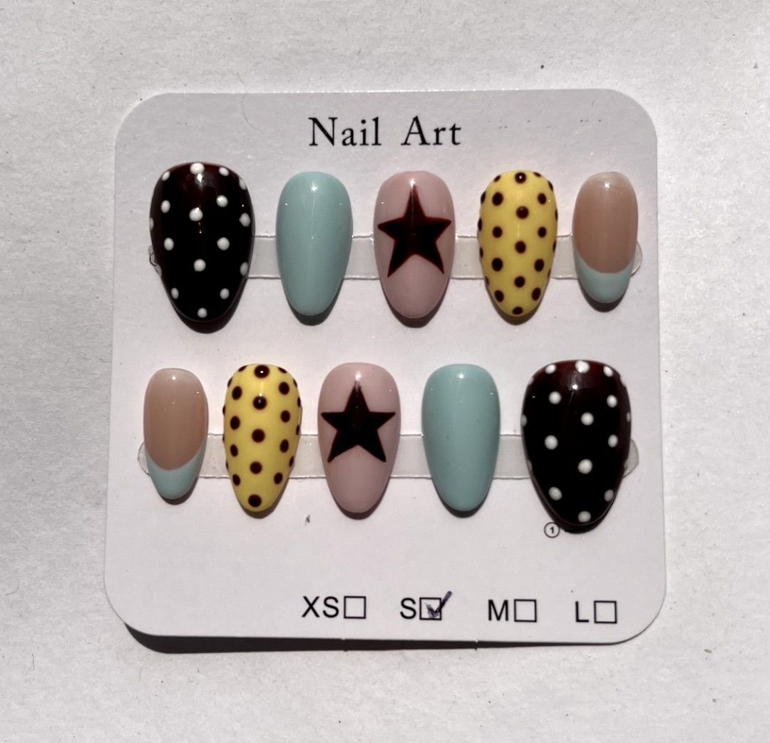 Nail Art Press-On Set (Category: Hands & Nails) located in Quezon City. Submitted by nailsoireeph (Listing ID 1428122143, Image 1). Description: Handmade • Customized • Press-On Nails 📍 Banawe, Quezon City 💰 Price starts at 250 php Send your inspo for custom designs 💌 ✨ Each set includes: • 10 handmade press-on nails • Jelly adhesive sticker • Mini nail file • Cuticle stick • Alcohol prep pad Limited slots per week! DM us to order 📩.
