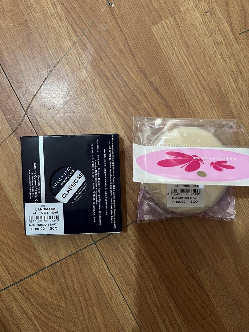 Nichido Beauty Cake Classic Mix (Category: Makeup) located in Manila. Submitted by geederoca (Listing ID 1428155196, Image 1). Description: Nichido Beauty Cake in Classic Mix. Includes the compact powder and a sponge applicator. BRAND NEW RFS was not able to use it. Decluttering..