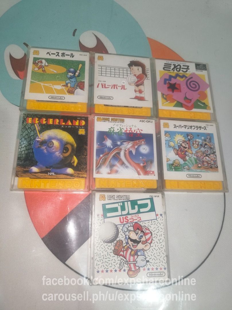 Nintendo Famicom Disk System Games (Category: Nintendo) located in Cebu City. Submitted by expshareonline (Listing ID 1428108468, Image 1). Description: Please take time to read! No trades! Condition: -Un tested -Still presentable and no signs of damages Games and Price: -Super Mario Bros. - P2100 -Baseball - P500 -Volleyball -P500 -Keneco - P600 -Eggerland - P1700 -Professional Mhjong - P400 -(Mario) Golf US Course - P500 Location: -Cebu City, L