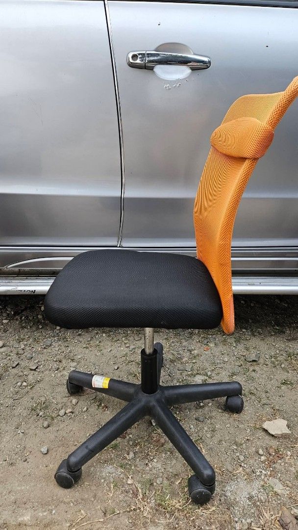 Orange Mesh Back Office Chair (Category: Office Furniture & Fixtures) located in Sablan. Submitted by gongonshelley12 (Listing ID 1428132230, Image 2). Description: FIRST TO PAY, FIX PRICE 1700 ONLY... SUPER SALE!!! GCASH NOW ORIGINAL JAPAN OFFICE CHAIR / SWIVEL CHAIR WITH REMOVABLE CUSHION JAPAN SURPLUS EXCELLENT TO LIKE NEW CONDITION, MAY MALIIT LANG NA GASGAS JACKPOT, AMG GANDA NITO VERY COMFY UPUAN, SUPER RELAXING HEAVY DUTY, WASHABLE COVER W