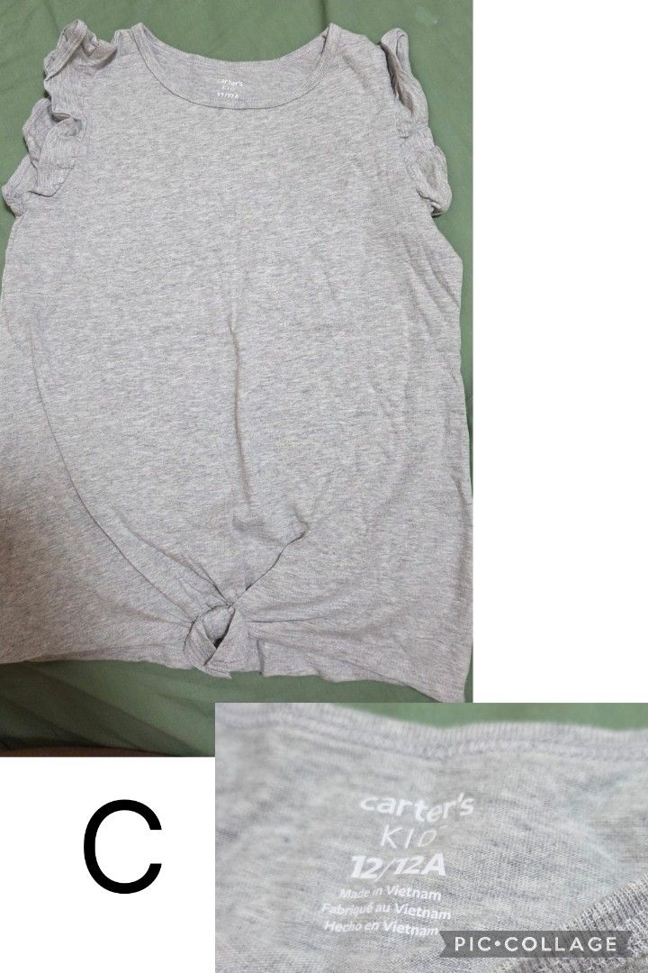 Preloved kids clothings (Category: Babies & Kids Fashion) located in Las Pinas. Submitted by grrims (Listing ID 1428227386, Image 3). Description: Preloved kids' clothing - ALL 250 each. TAKE ALL 1000 A - Gap purple sando size 10 B - oshkosh cjeckered dress size 10 C - carters blouse size 12 D - carters dress size 10 E - carters sando size 12 rfs: decluttering.