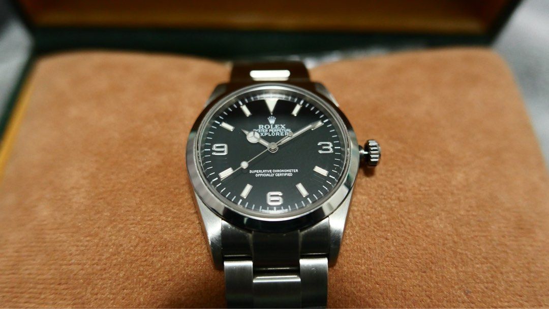 Rolex Explorer I - 114270- with Papers (Category: Luxury Watches) located in Manila. Submitted by true_ajcquintana (Listing ID 1428198394, Image 3). Description: ‘Rolex Explorer 1 “Last Classic 36mm Modern Explorer” Price: P368,000 Size: 36mm Ref No.: 114270 Movement: Automatic Calibre: 3130 Date: Feb 2004 (K Series) Condition: Mint 9.5/10 for its age. Recently Serviced Dec 2025 Good amplitude, Water tight tested Complete Set: Original Rolex Box,
