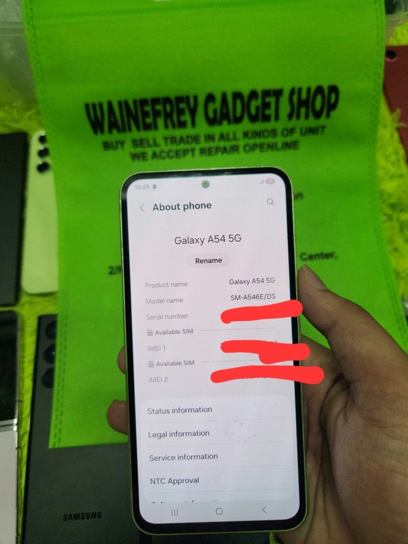 Samsung A54 5G 8/128 (Category: Samsung) located in San Juan City. Submitted by wainefreygadgetshop (Listing ID 1428240853, Image 2). Description: Samsung A54 5G 8/128 (SMART-LOCKED ONLY YUNG DATA) ALL GOODS AT WORKING NO REPAIR HISTORY GAMING PHONE SCREEN TESTED SIGNAL TEST CAMERA SOBRANG LINAW HONEST ISSUE ILALAGAY SA NOTE KUNG MERON MAN PARA AWARE KA! NOTE* *,SMART-LOCKED ONLY YUNG DATA at di MAKINIS di naman nakaka apekto sa smooth performanc