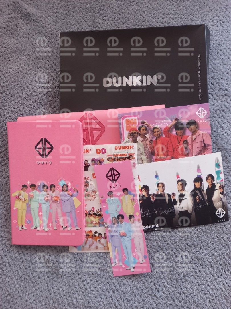SB19 Dunkin' Notebook in Pink (Category: Stationery & School Supplies) located in Imus. Submitted by elieli123 (Listing ID 1428142280, Image 1). Description: With bookmark, sticker, 2 postcards.