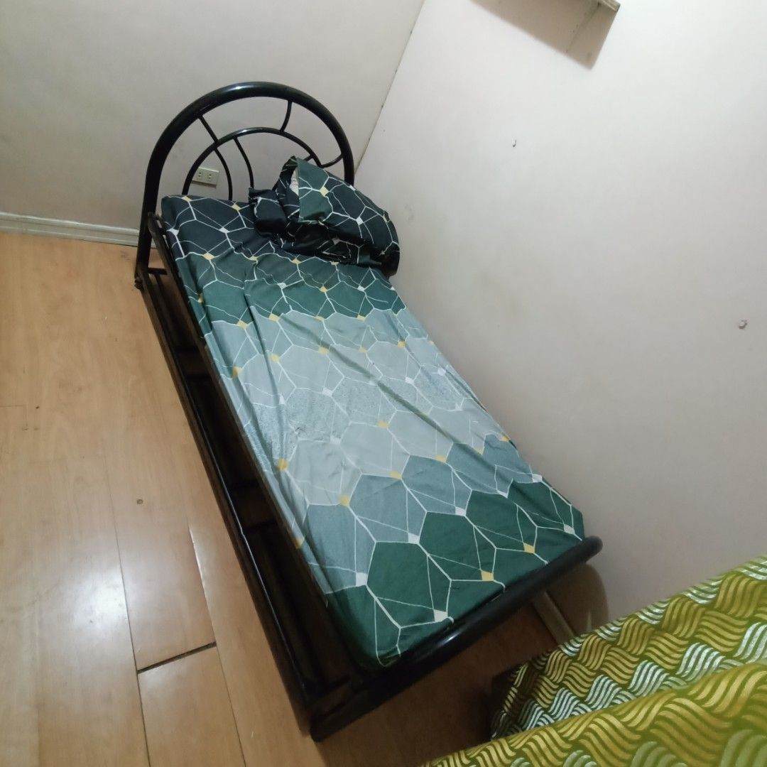 Single Bed Frame with Pullout Mattress not included (Category: Bed Frames & Mattresses) located in Makati City. Submitted by crstnemrise (Listing ID 1428190561, Image 1). Description: •Foam and pillows not included just the bedframe. .