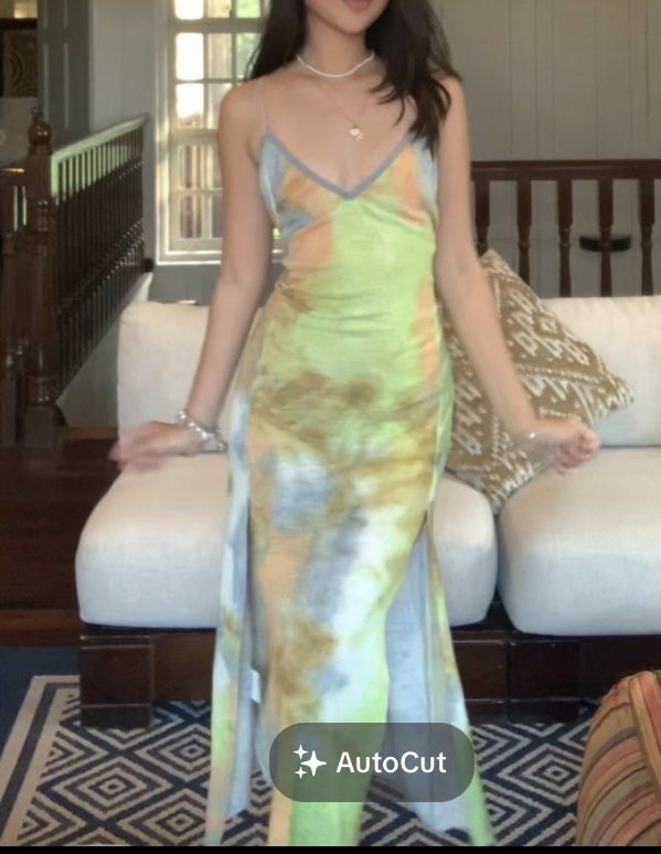 Tie-dye Maxi Dress (Category: Dresses) located in Cebu City. Submitted by declutter_ysh (Listing ID 1428109537, Image 2). Description: - Maxi dress with a vibrant tie-dye pattern - Size Small.