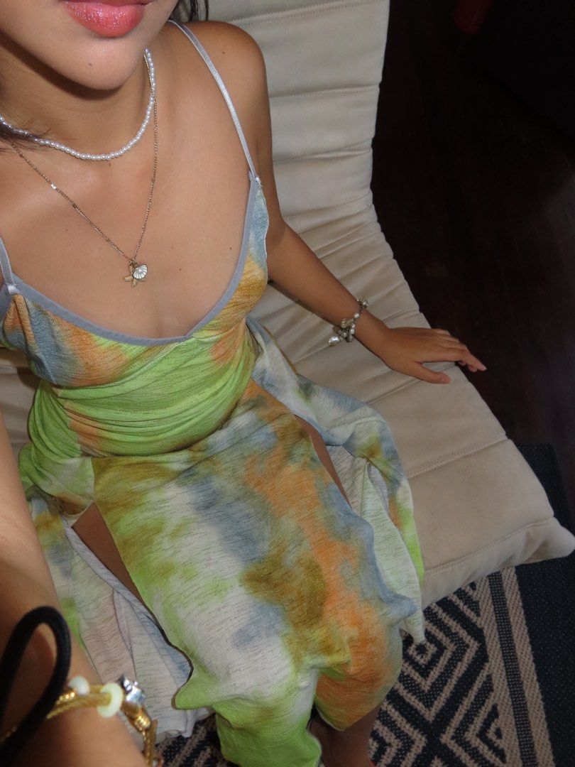 Tie-dye Maxi Dress (Category: Dresses) located in Cebu City. Submitted by declutter_ysh (Listing ID 1428109537, Image 3). Description: - Maxi dress with a vibrant tie-dye pattern - Size Small.