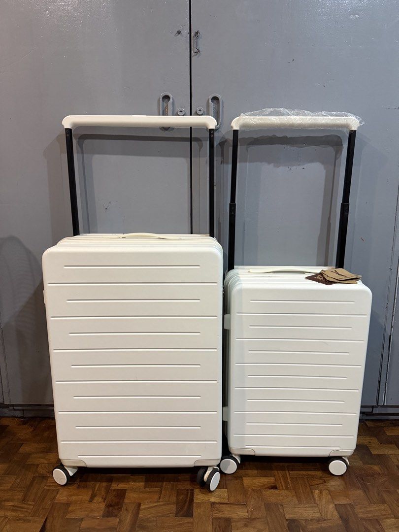 Travel Basic size 22 and 24 White Luggage Set with Wheels (Category: Luggage) located in Manila. Submitted by kaelstoypalace (Listing ID 1428135880, Image 1). Description: BUNDLE PRICE POSTED.