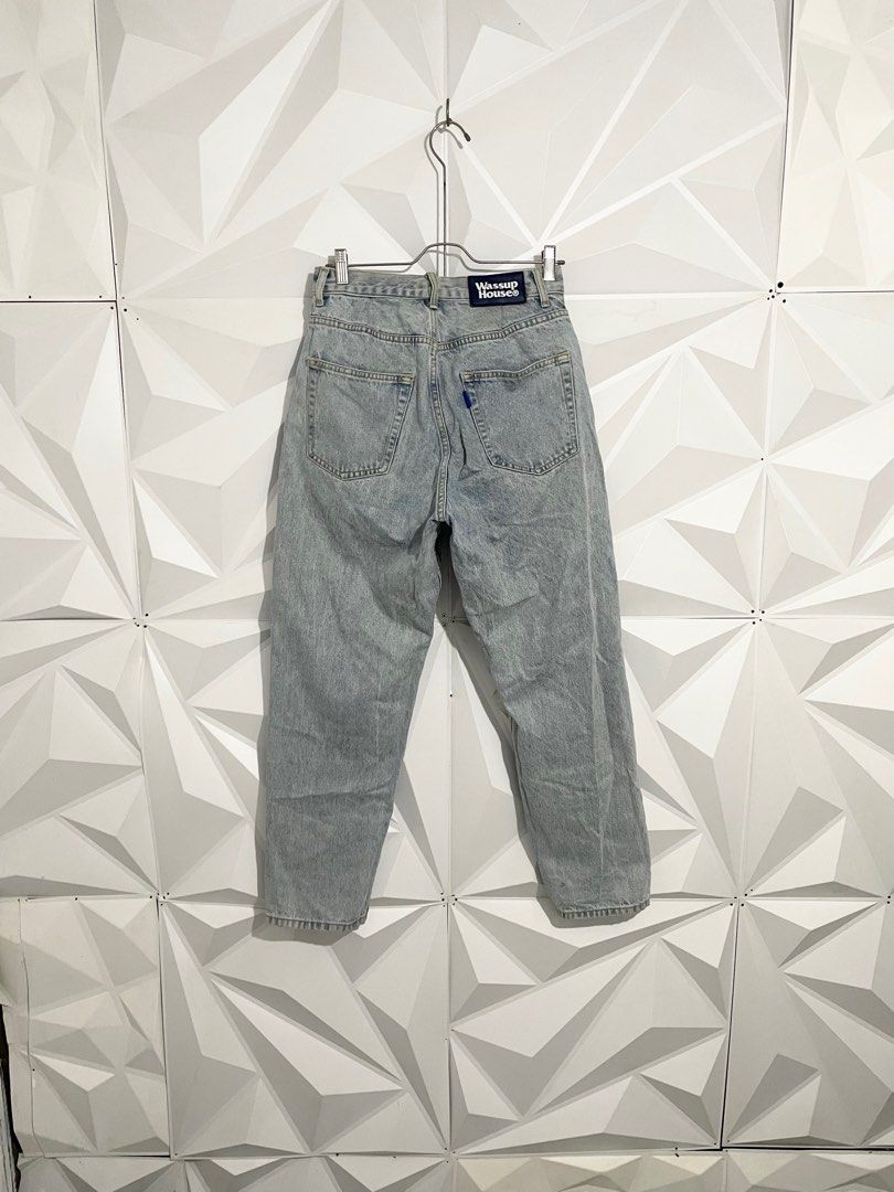 Wassup House Washed Denim Jeans (Category: Jeans) located in Cabuyao City. Submitted by ParadisethriftedPh (Listing ID 1428246441, Image 1). Description: Cr: 9/10 Dimensions Waist: 28-29 Length: 40.