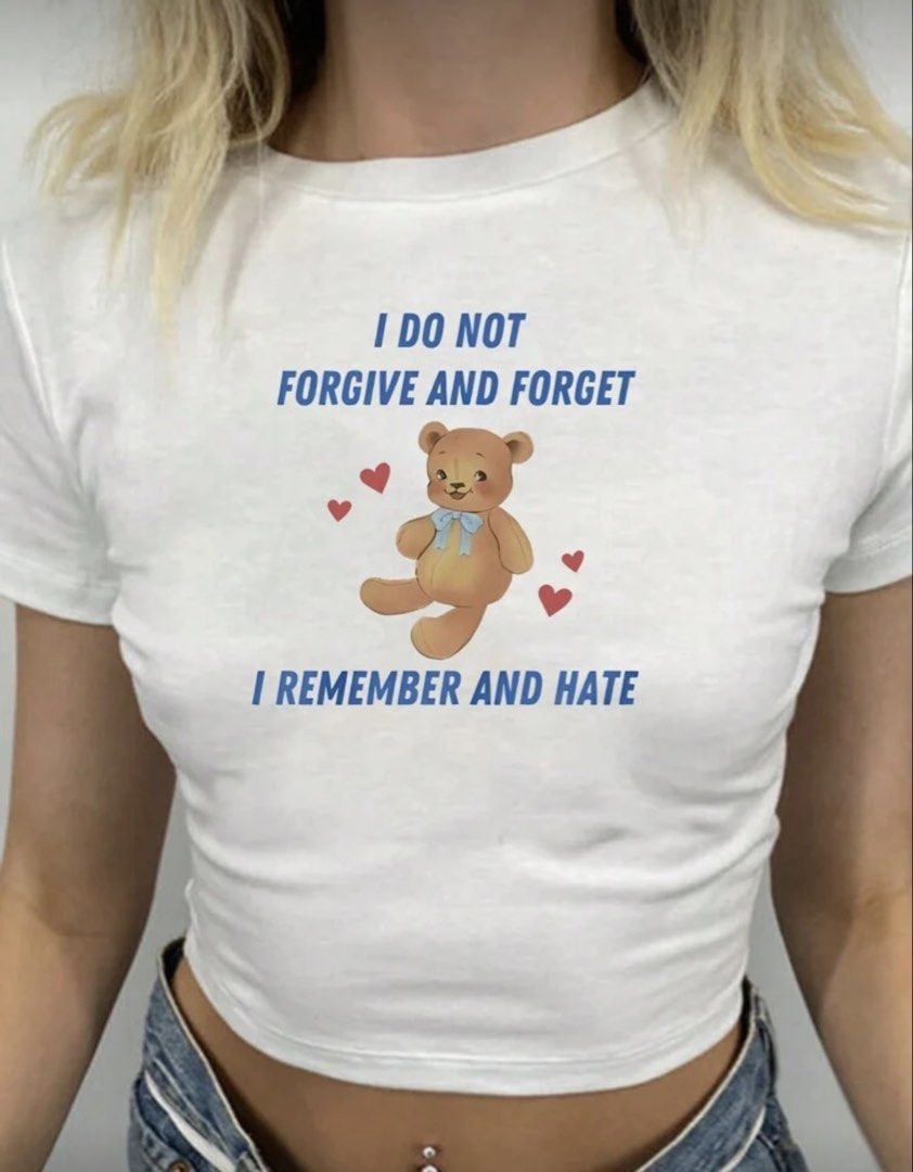 White Crop Top with Teddy Bear Graphic (Category: Shirts) located in Manila. Submitted by dclutterrrr (Listing ID 1428103033, Image 1). Description: .