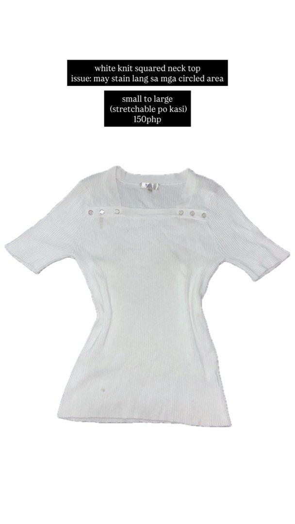White Knit Squared Neck Top (Category: Blouses) located in Manila. Submitted by isha0629 (Listing ID 1428126834, Image 1). Description: .