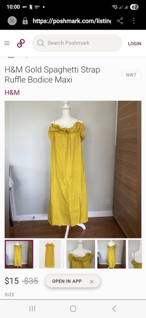 H&m yellow cotton dress (Category: Dresses) located in Puerto Princesa. Submitted by kholene (Listing ID 1428219916, Image 2). Description: - Yellow cotton dress - Size L - Stylish design - Perfect for casual wear.