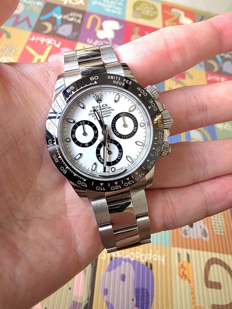2019 Rolex Daytona Panda 116500ln Local AD (white tag) (Category: Watches) located in Singapore. Submitted by ken8366 (Listing ID 1428366828, Image 1). Description: Like new in box UNPOLISHED Local set with white tag (full set) Price is firm..