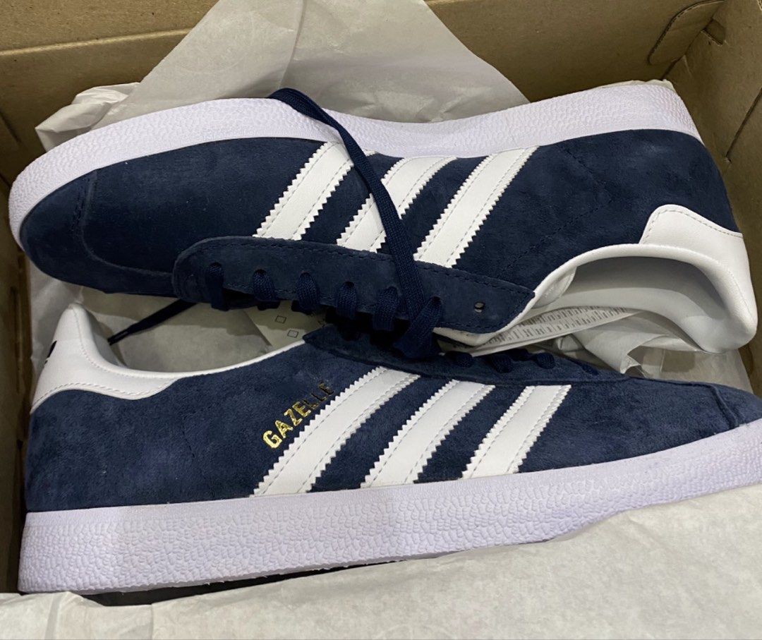 Adidas Gazelle Navy Blue (Category: Sneakers) located in Quezon City. Submitted by cheeeeeza (Listing ID 1428230634, Image 1). Description: no box worn less than 10 times US 8 / UK 7.5 LOC: QC Katip.