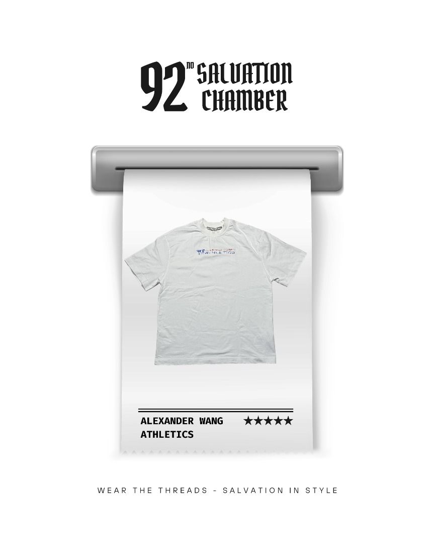 Alexander Wang Athletics T-shirt (AUTHENTIC) (Category: Tshirts & Polo Shirts ) located in Rizal. Submitted by 92nd.sc (Listing ID 1428346043, Image 1). Description: WIDTH: 22 LENGTH: 26 CONDITION: EXCELLENT ISSUE: ---- White Alexander Wang Athletics T-shirt. Features a crew neck and short sleeves. The shirt has a graphic print on the front. The shirt has a raw hemline. ⚠️Disclaimer⚠️ These are pre-loved thrift items, which means they may show mi