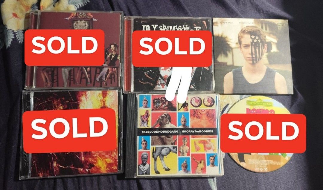 assorted cds (Category: CDs & DVDs) located in Caloocan City. Submitted by ashkenquij92590 (Listing ID 1428166728, Image 1). Description: ASSORTED CDs willing to send more pics rfs: decluttering + need funds for my cosplaysss MY CHEMICAL ROMANCE three cheers for sweet revenge SOLD WITH BONUS TRACK bury me in black jp with obi 550 nm cond, played twice, working MY CHEMICAL ROMANCE i brought you my bullets you brought me your love (SOLD) BOOTLEG BO