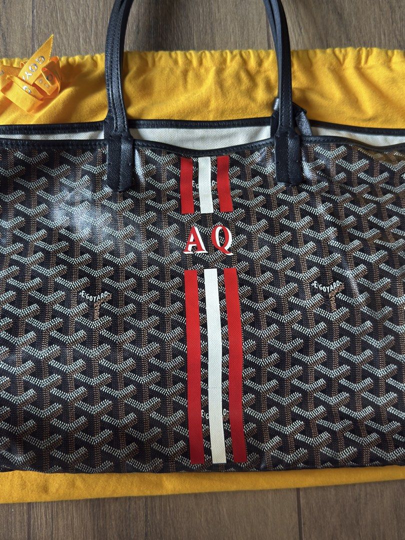 Authentic Goyard St. Louis PM (Category: Luxury Bags & Wallets) located in Quezon City. Submitted by breakmyfashion (Listing ID 1428269939, Image 2). Description: Have AQ PERSONALISATION. Comes with receipt and dust bag. Inside bag have a few brown water spots. Generally very good condition. .