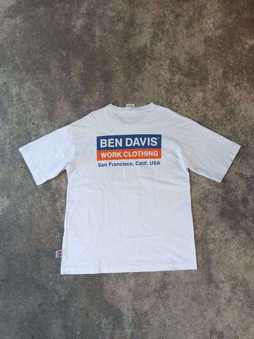 Ben Davis embroidered chest logo crewneck tee (Category: Tshirts & Polo Shirts ) located in Davao. Submitted by hisdef (Listing ID 1428372800, Image 2). Description: Ben Davis embroidered chest logo crewneck tee Condition-lightly used issue- none Dimensions in inches width-19 length-26 shoulder-19.5.