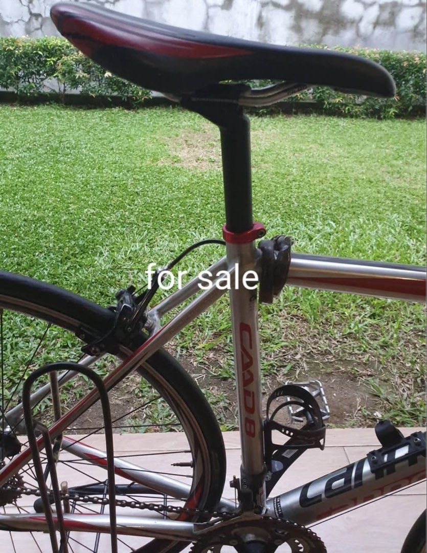 Cannondale CAAD8 105 Road Bike (Category: Bicycles) located in Manila. Submitted by bogartski (Listing ID 1428307993, Image 3). Description: Cannondale CAAD8 105 Like new. Hardly used. New tires, new handle bar wrap, spokes and newly tuned up Bottom bracket FSA BB30 Brakes Tektro R540, dual pivot, cartridge pad Cassette Shimano Tiagra 4600, 12-28, 10-speed Crankset FSA Gossamer, BB30, 50/34 Fork type Cannondale Ultra, carbon blades, 1-1/8" Frame 