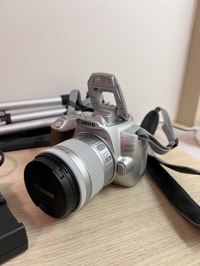 Canon EOS 200D Mark II (Limited Color) (Category: Cameras) located in Manila. Submitted by sheenaaaa_ (Listing ID 1417160503, Image 3). Description: Original Price: ₱48,000 RFS: Bought only for a college photography subject Features: • Lens: Canon EF-S 18-55mm 1:4-5.6 • 4K Video • Touchscreen & Flipscreen • Wifi & Bluetooth ready • Can connect to canon camera connect app • 24 megapixels • Good for selfie or vlogging • Articulating Screen • Face D