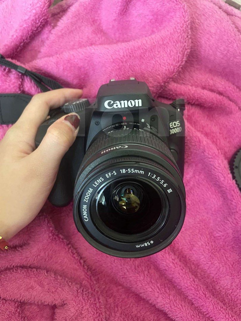 Canon EOS 3000D Camera with Lens (Category: Cameras) located in Pasig City. Submitted by realy4ne (Listing ID 1428426196, Image 1). Description: FOR SALE CANON 3000D - Good as new and sobrang kinis * Body * Kitlens * Strap * Original Battery * Charger * Charger Cord * Camera bag Location: pasig mm.