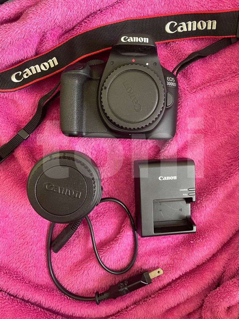 Canon EOS 3000D Camera with Lens (Category: Cameras) located in Pasig City. Submitted by realy4ne (Listing ID 1428426196, Image 2). Description: FOR SALE CANON 3000D - Good as new and sobrang kinis * Body * Kitlens * Strap * Original Battery * Charger * Charger Cord * Camera bag Location: pasig mm.