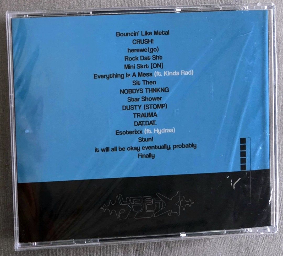 CD: Bleenx - "Loading..." (Category: CDs & DVDs) located in Singapore. Submitted by r.e.l. (Listing ID 1428337261, Image 3). Description: Artist: Bleenx Album: Loading... Tracks: Bouncin’ Like Metal CRUSH! herewe(go) Rock Dat Sht Mini Skrt [ON] Everything Is A Mess (ft. Kinda Rad) Sit Then NOBDYS THNKG Star Shower DUSTY (STOMP) TRAUMA DAT.DAT. Esoterixx (ft. Hydraa) Stun! it will all be okay eventually, probably Finally I know yall have no clue w